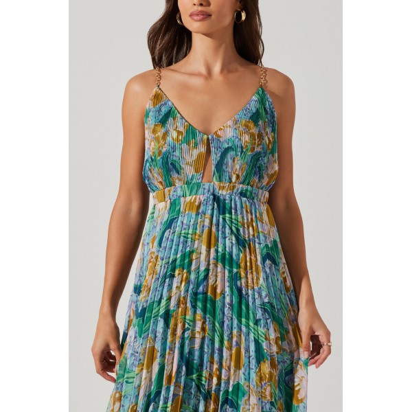 Loralee Floral Pleat Dress Loralee Floral Pleat Dress