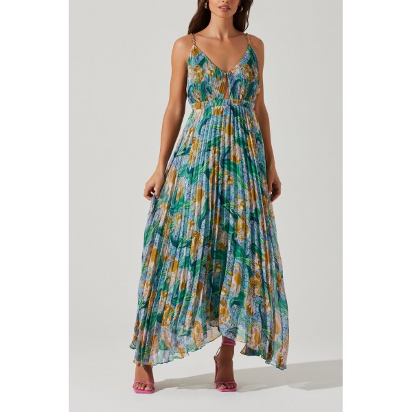 Loralee Floral Pleat Dress Loralee Floral Pleat Dress
