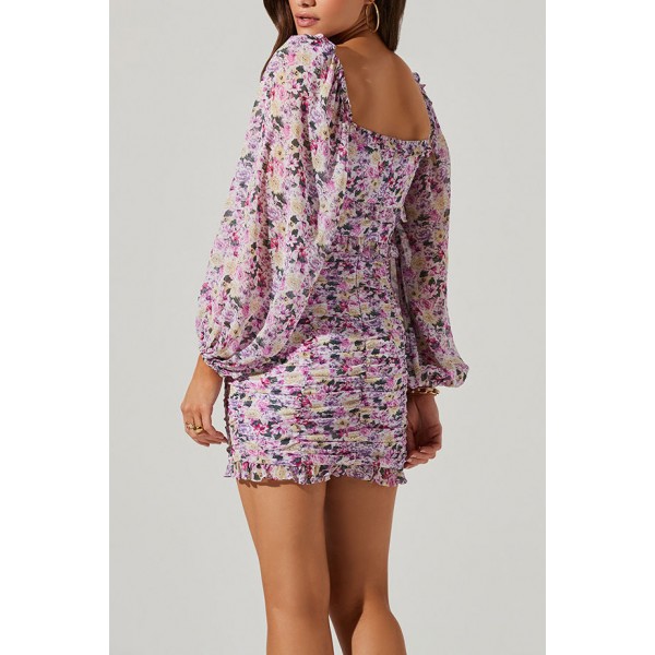 Ruched Skirt Print Dress Ruched Skirt Print Dress