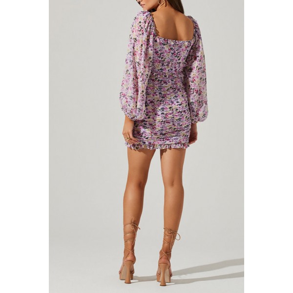 Ruched Skirt Print Dress Ruched Skirt Print Dress