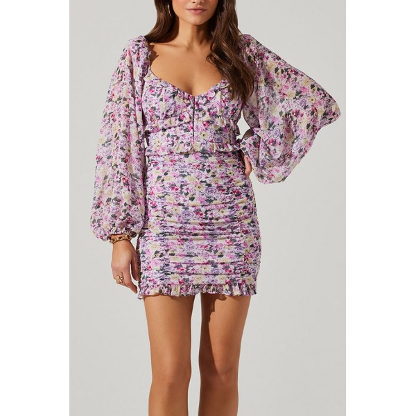 Ruched Skirt Print Dress Ruched Skirt Print Dress