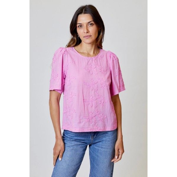 Eyelet Flower Applique Top Eyelet Flower Applique Top