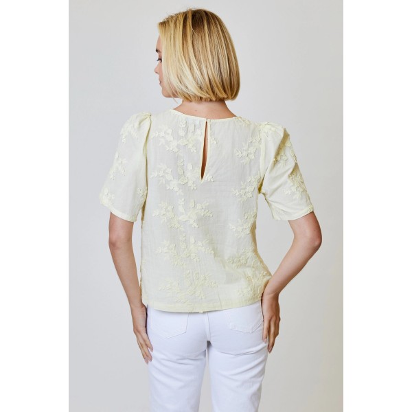 Eyelet Flower Applique Top Eyelet Flower Applique Top