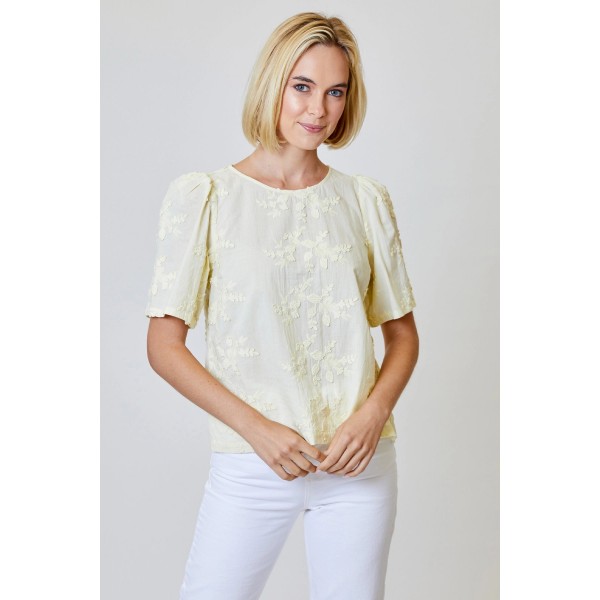 Eyelet Flower Applique Top Eyelet Flower Applique Top