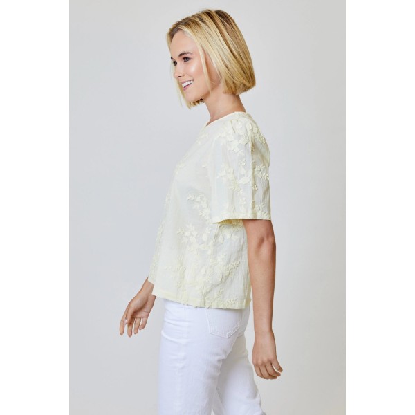 Eyelet Flower Applique Top Eyelet Flower Applique Top