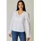 Eyelet Trim V Neck Top Eyelet Trim V Neck Top