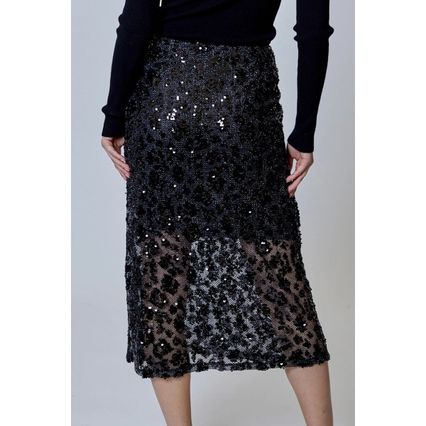 Sequin Leopard Midi Skirt Sequin Leopard Midi Skirt