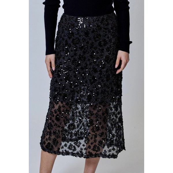 Sequin Leopard Midi Skirt Sequin Leopard Midi Skirt