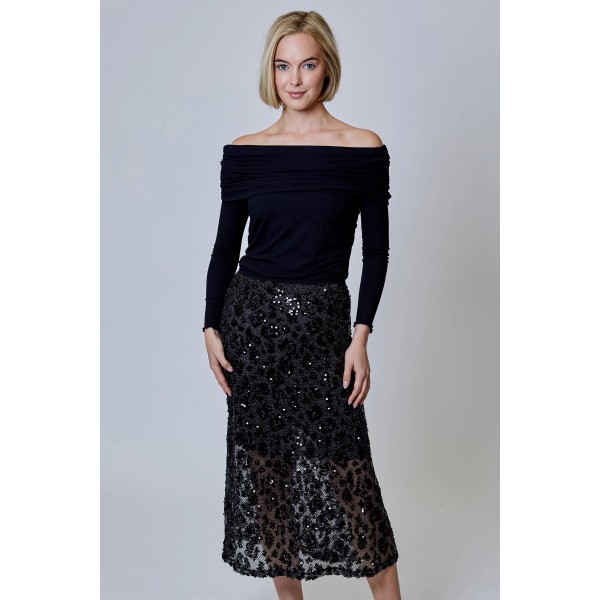 Sequin Leopard Midi Skirt Sequin Leopard Midi Skirt