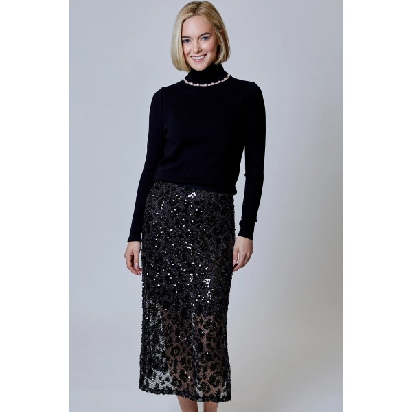 Sequin Leopard Midi Skirt Sequin Leopard Midi Skirt