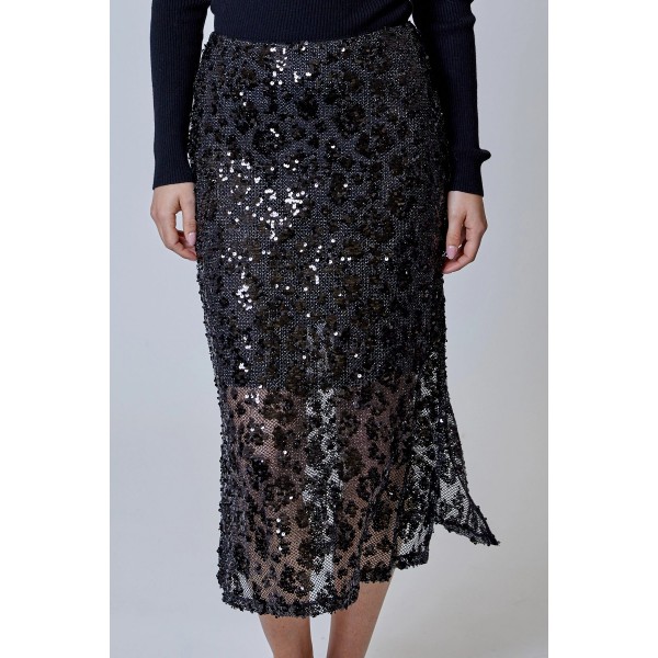 Sequin Leopard Midi Skirt Sequin Leopard Midi Skirt