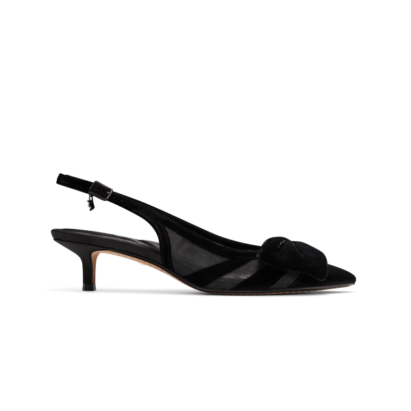 The Goldfinch Kitten Heel - Black Velvet Mesh The Goldfinch Kitten Heel - Black Velvet Mesh