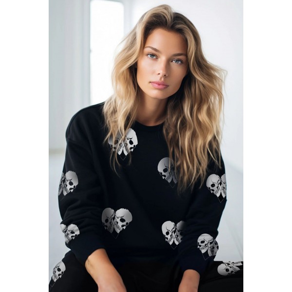 Spalding Skull Heart Sweat Shirt Spalding Skull Heart Sweat Shirt