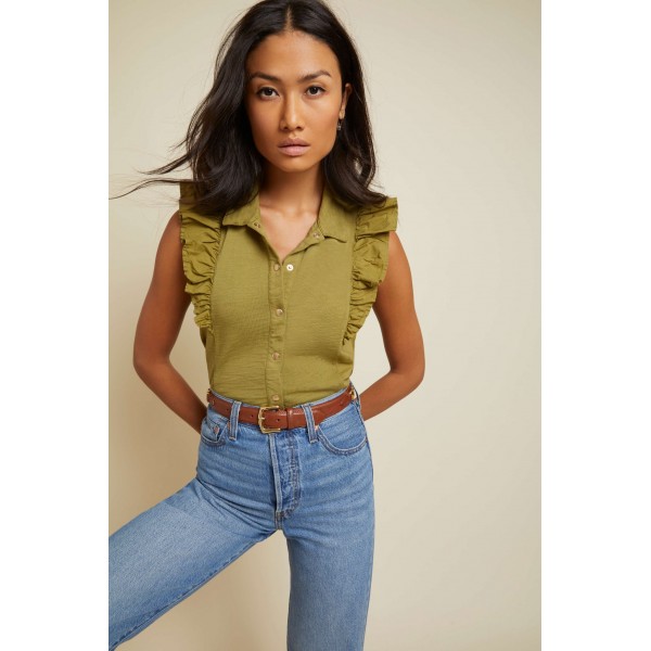 Archer Ruffle Button Top Archer Ruffle Button Top