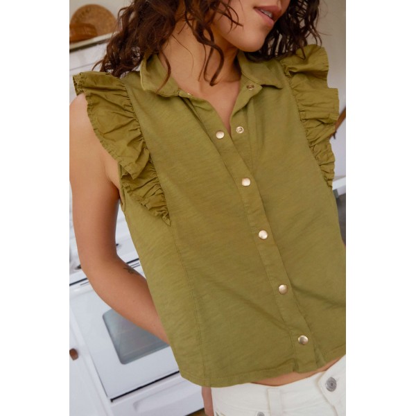 Archer Ruffle Button Top Archer Ruffle Button Top