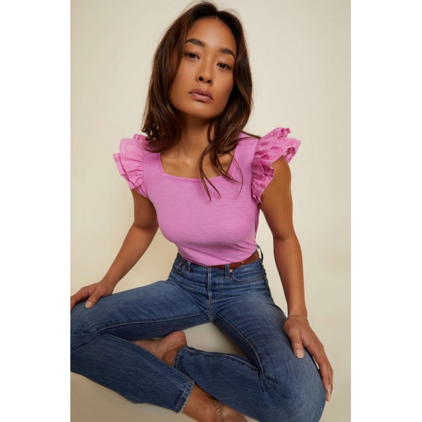 Cameo Square Neck Ruffle Top Cameo Square Neck Ruffle Top