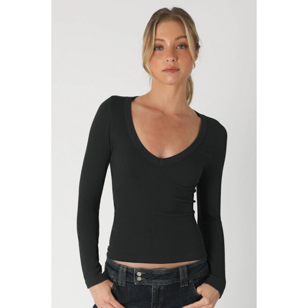 Deep V-Neck Long Sleeve Deep V-Neck Long Sleeve