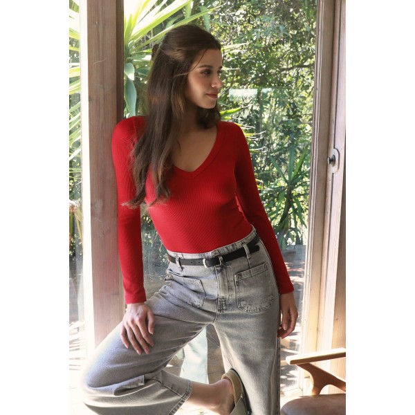Deep V-Neck Long Sleeve Deep V-Neck Long Sleeve