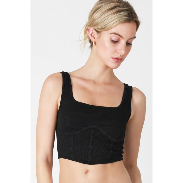 Rib Square Neck Corset Tank Rib Square Neck Corset Tank