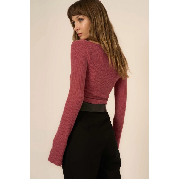Opal Ruched Side Brushed Rib V-Neck Opal Ruched Side Brushed Rib V-Neck