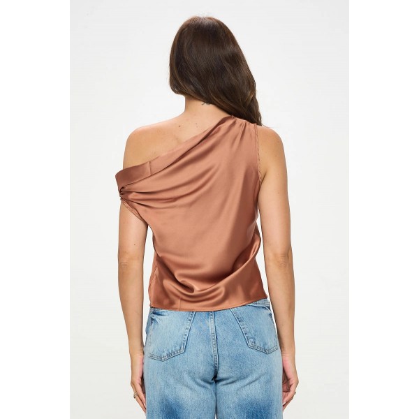 Dropped Shoulder Long Sleeve Satin Top Dropped Shoulder Long Sleeve Satin Top