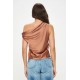 Dropped Shoulder Long Sleeve Satin Top Dropped Shoulder Long Sleeve Satin Top