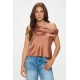 Dropped Shoulder Long Sleeve Satin Top Dropped Shoulder Long Sleeve Satin Top