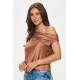 Dropped Shoulder Long Sleeve Satin Top Dropped Shoulder Long Sleeve Satin Top