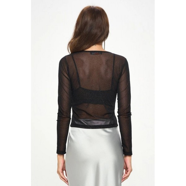 Sheer Stretch Mesh Long Sleeve Top Sheer Stretch Mesh Long Sleeve Top