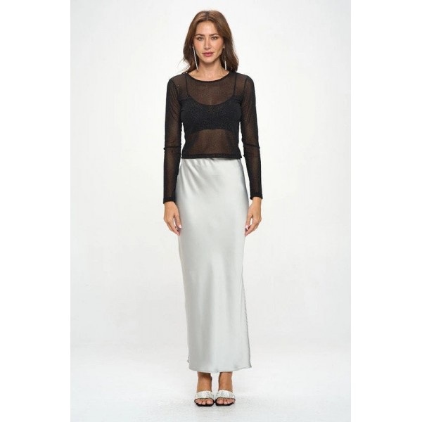 Sheer Stretch Mesh Long Sleeve Top Sheer Stretch Mesh Long Sleeve Top