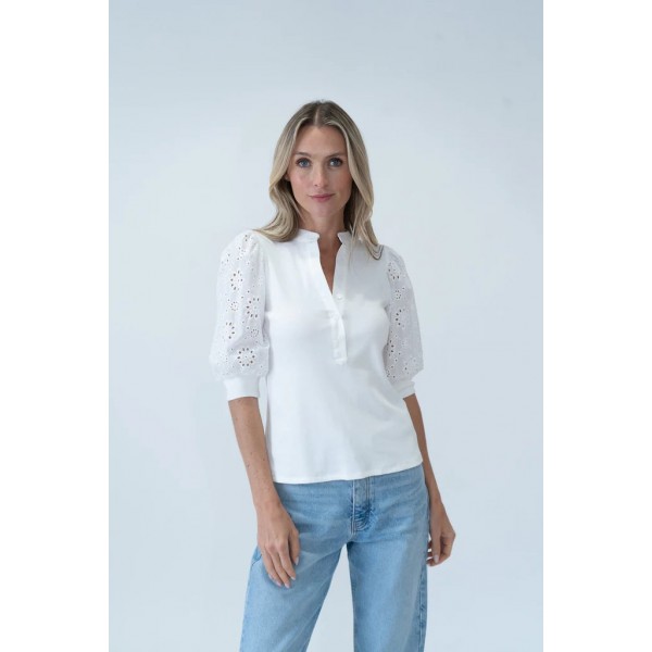 Lace Sleeve Knit Henley Lace Sleeve Knit Henley