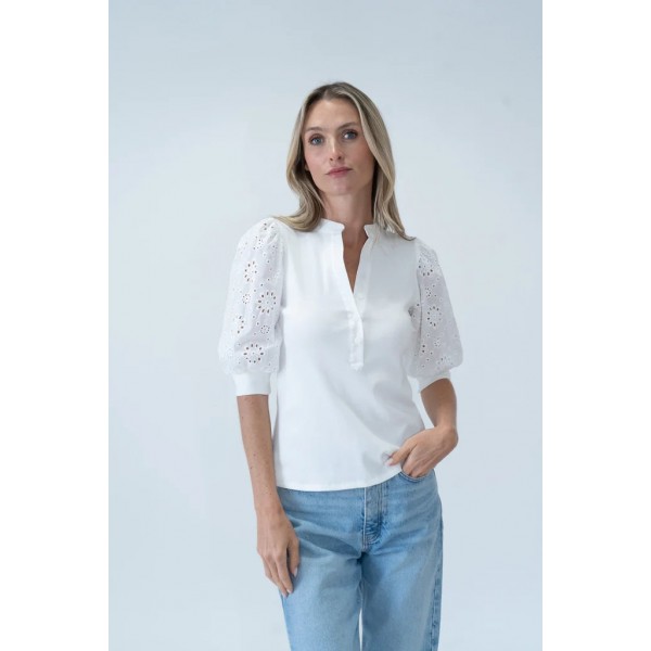 Lace Sleeve Knit Henley Lace Sleeve Knit Henley