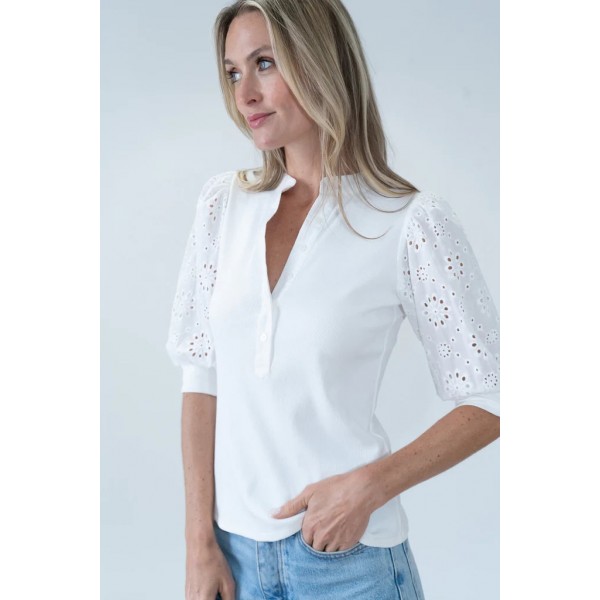 Lace Sleeve Knit Henley Lace Sleeve Knit Henley